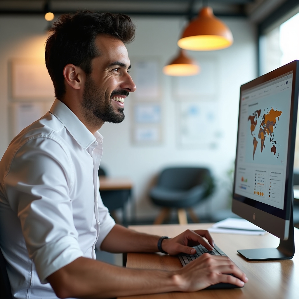 Titolare di attività commerciale italiana che consulta la propria presenza digitale locale