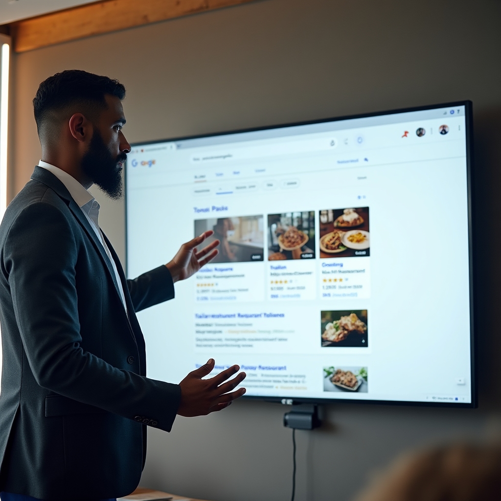 Esempio di Local Pack Google con tre attività commerciali locali in evidenza